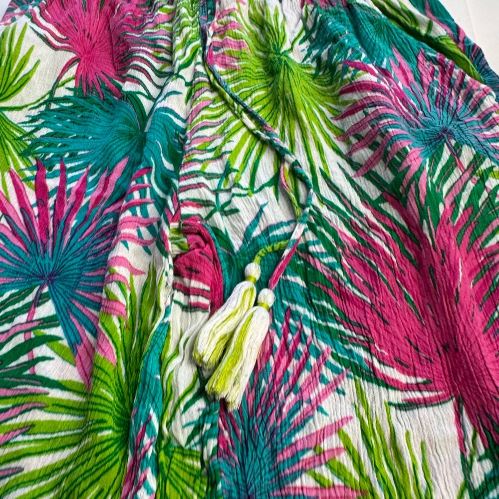 Rose & Olive Women’s Sz Small Floral Rayon Wide Leg Pants Beach Summer Bright - Picture 2 of 6